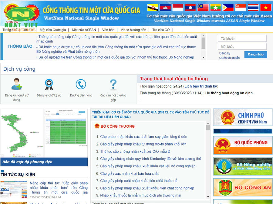 Bạn cần đăng nhập trang Web của Cổng thông tin một cửa quốc gia để đăng ký tài khoản.