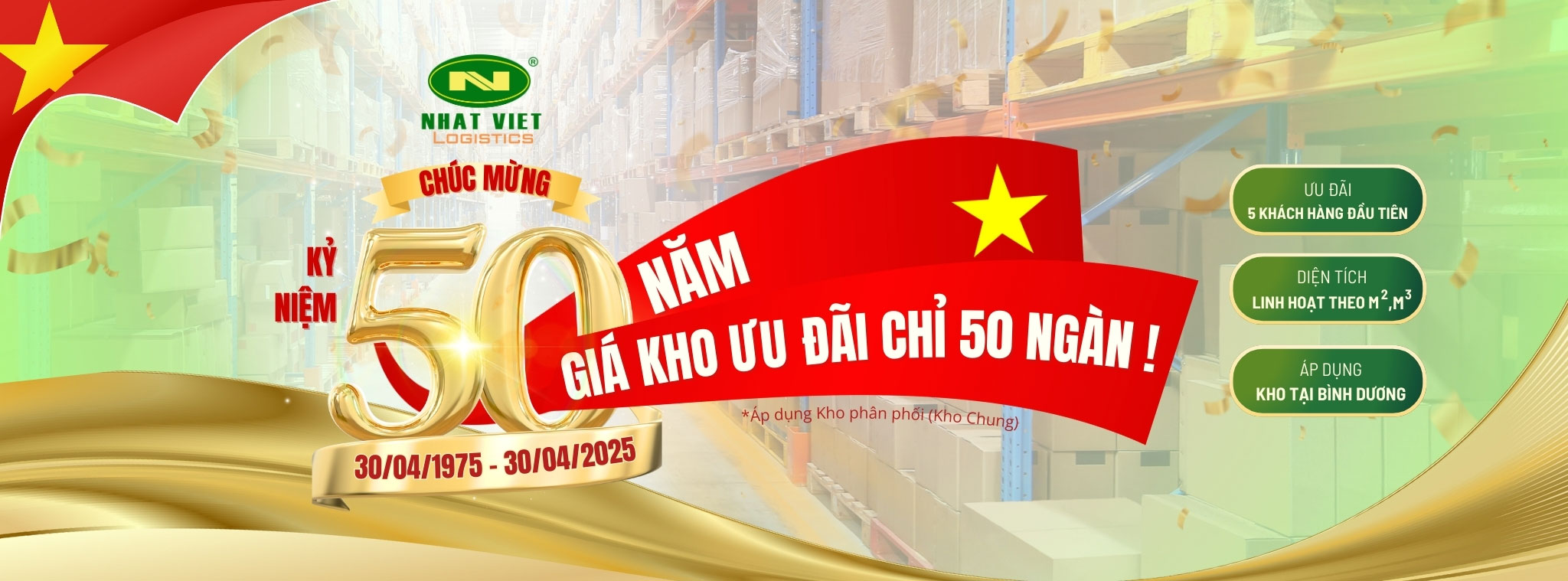 Cho thuê kho Bình Dương - Chương trình ưu đãi kỷ niệm 50 năm
