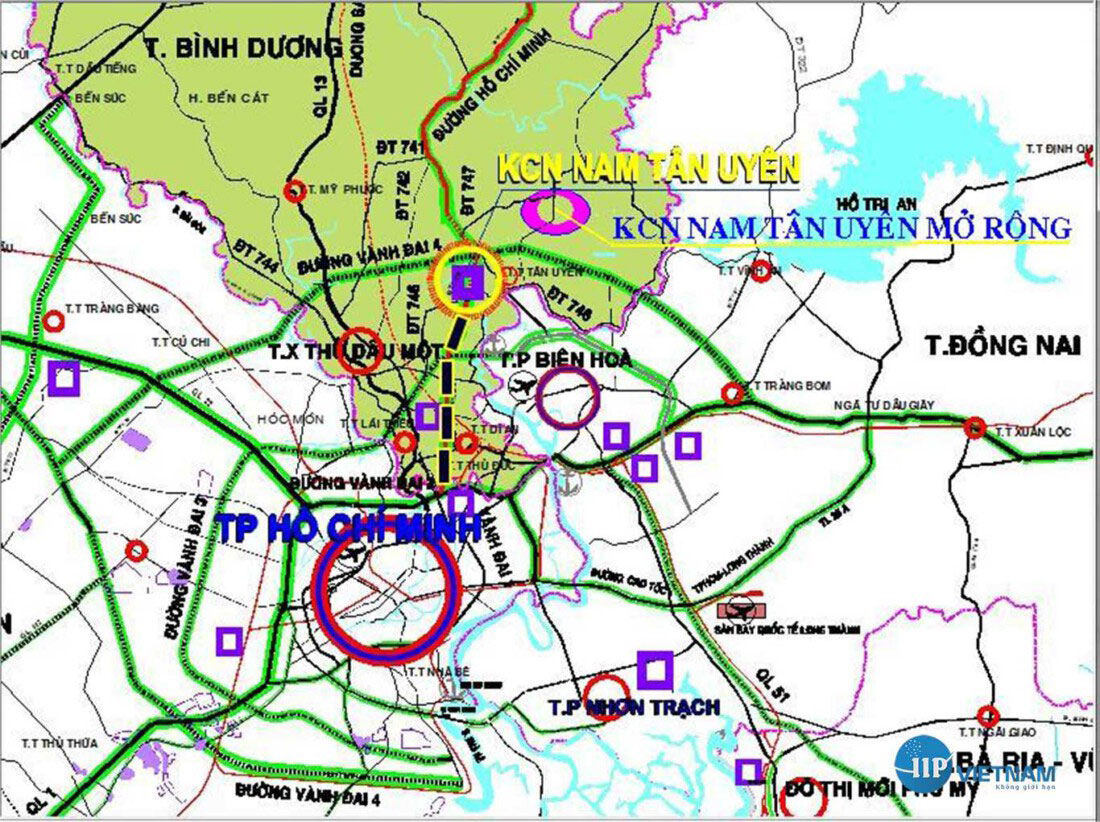 Vị trí khu công nghiệp Tân Uyên