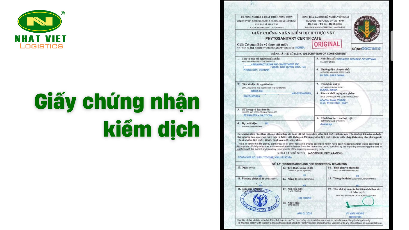 Giấy chứng nhận kiểm dịch