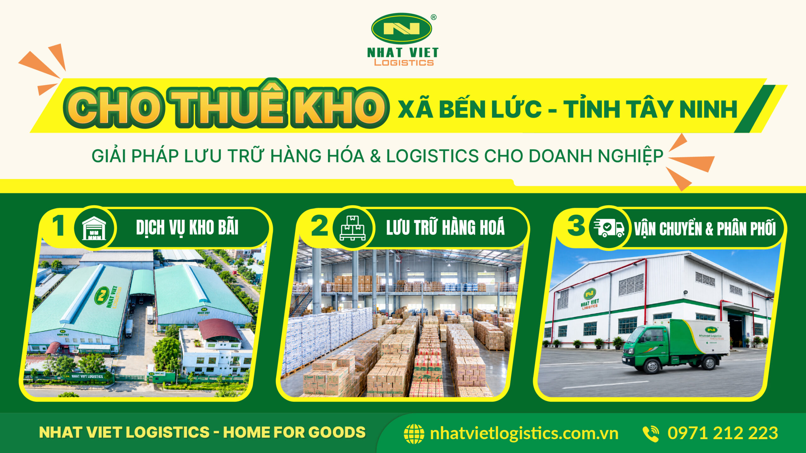 Cho thuê kho xã Bến Lức, tỉnh Tây Ninh – Nhat Viet Logistics cung cấp dịch vụ kho bãi, lưu trữ hàng hóa, vận chuyển và phân phối.